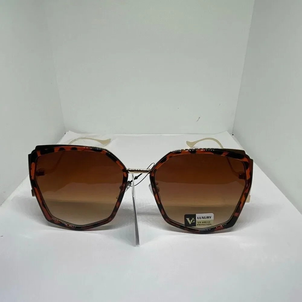 VG Tortoise Luxury Geometric Oversized Fashion Sunglasses UV400 Designer Style N